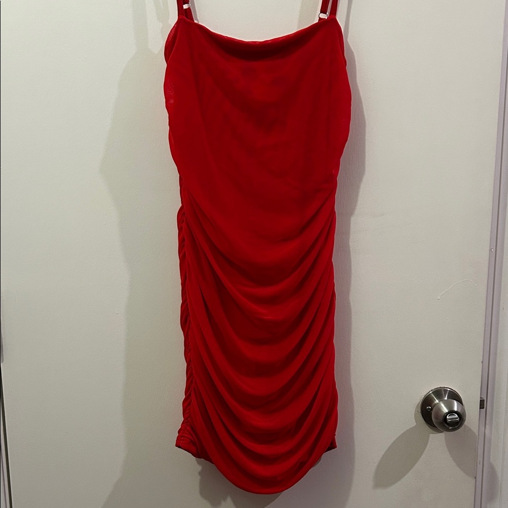 Elegant Red Draped Dress